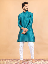 Blue Dupin Solid Kurta