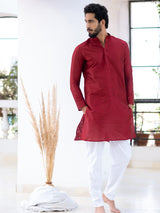 Maroon Dupin Solid Kurta