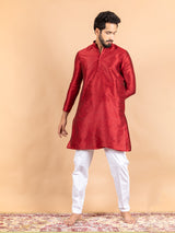 Maroon Dupin Solid Kurta