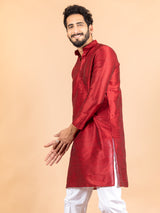 Maroon Dupin Solid Kurta