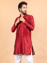 Maroon Dupin Solid Kurta