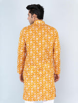 Mustard Yellow Block Rogan Printed Kurta - Tistabene