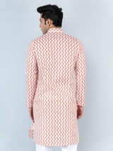 Red Chevron Printed Kurta - Tistabene