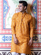 Mustard Paisley Bandana Printed Kurta - Tistabene