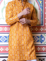 Mustard Paisley Bandana Printed Kurta - Tistabene