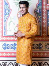 Mustard Paisley Bandana Printed Kurta - Tistabene