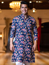 Blue Floral Printed Kurta - Tistabene