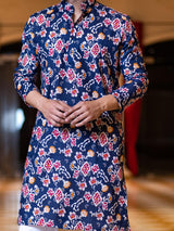 Blue Floral Printed Kurta - Tistabene