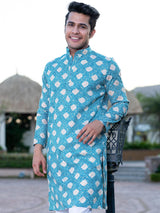 Sky Blue Bandhani Printed Kurta - Tistabene