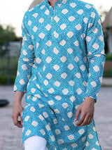 Sky Blue Bandhani Printed Kurta - Tistabene