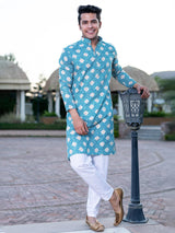 Sky Blue Bandhani Printed Kurta - Tistabene