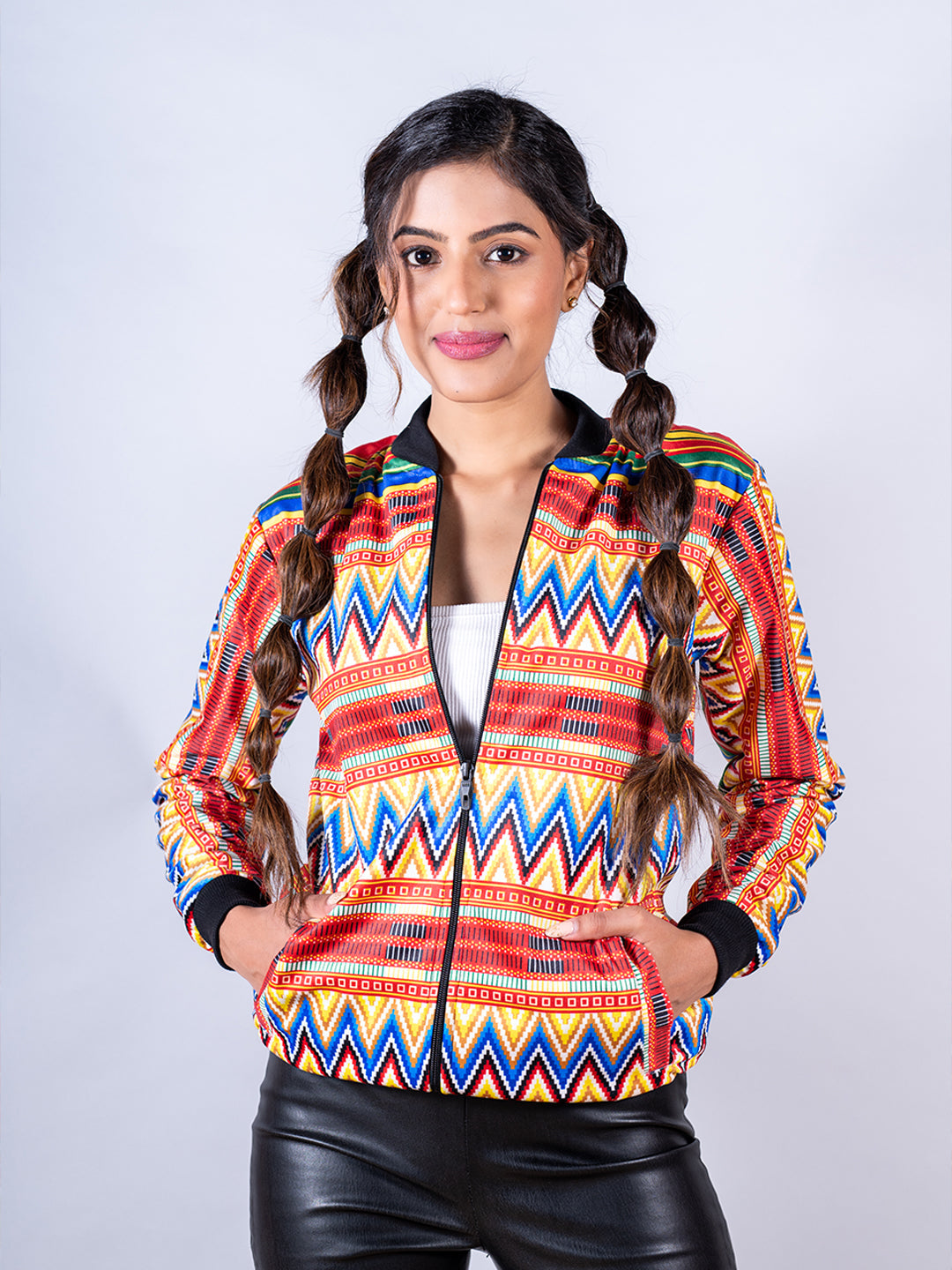 Flap Pocket Colorblock Ethnic Aztec Printed Woolen Jacket Winter Shacket In  GRAY | ZAFUL 2024