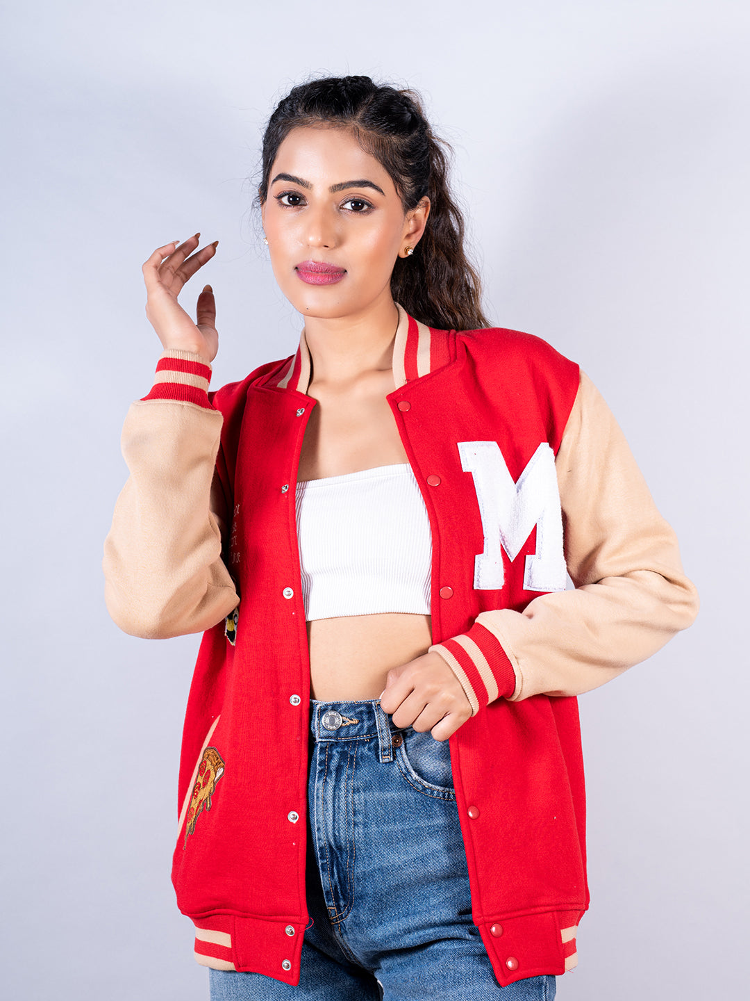 Women's Varsity Jacket for Baseball Letterman Bomber Full Red Wool and  Genuine White Leather Straps (XXS, Red) at Amazon Women's Coats Shop
