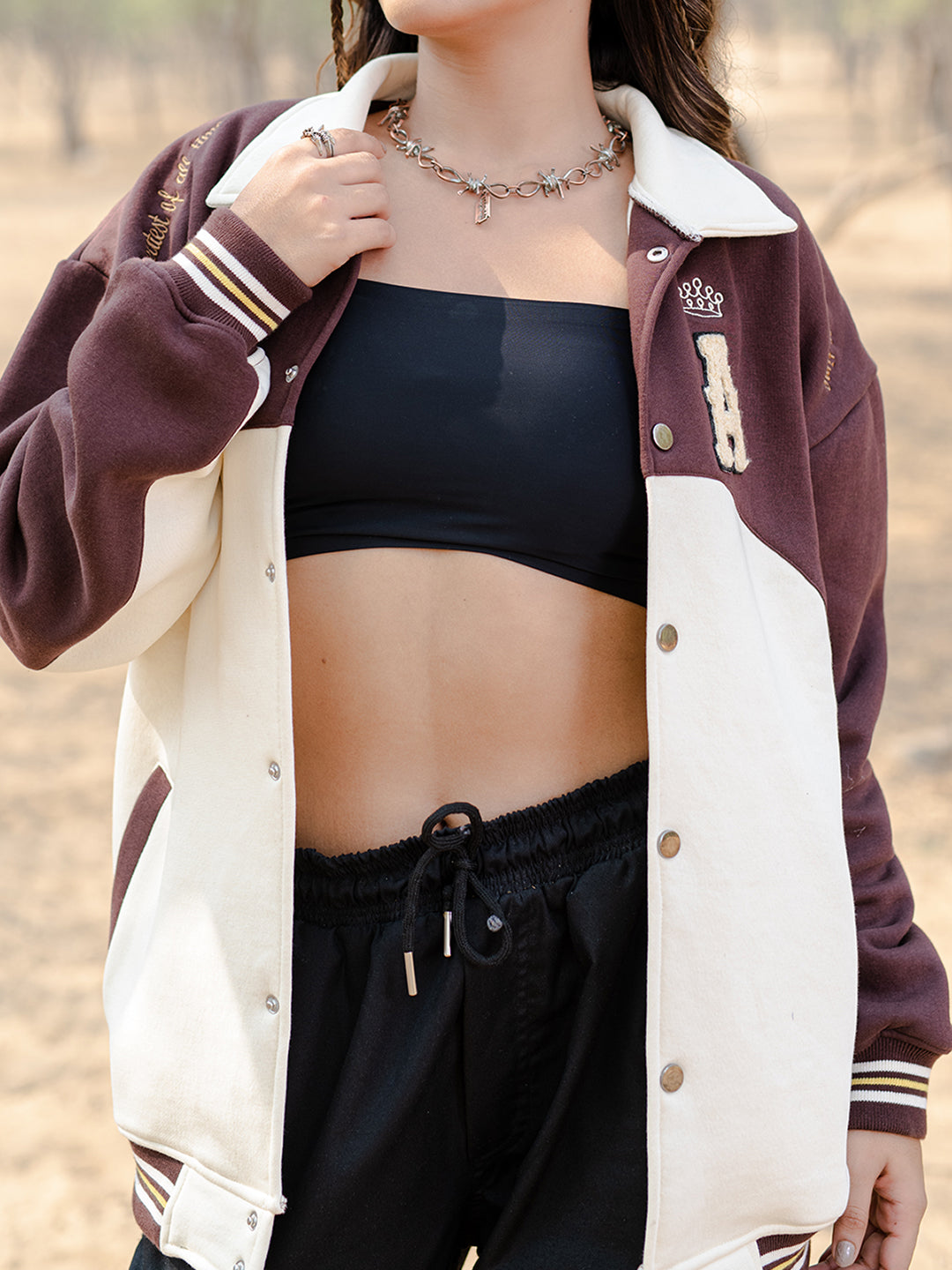 Blue cropped varsity jacket – Looking Good Boutique