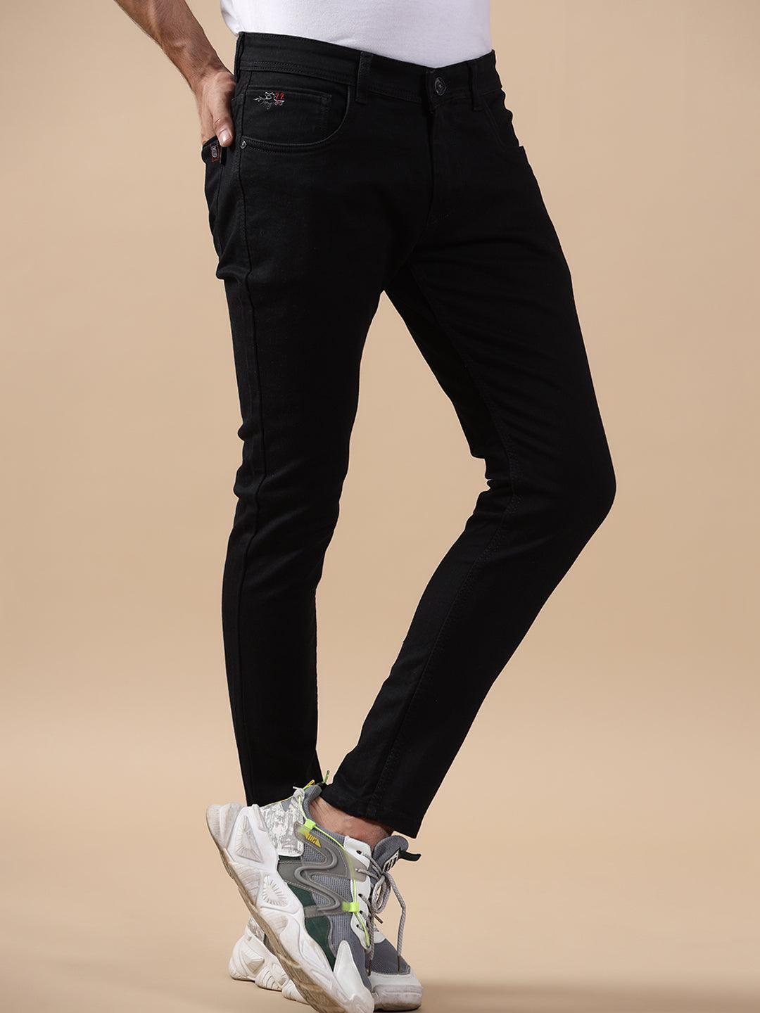 Black Denim Ankle Length Stretchable Men's Jeans