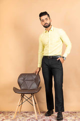 Yellow Cotton Linen Solid Shirt