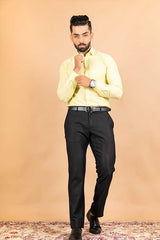 Yellow Cotton Linen Solid Shirt