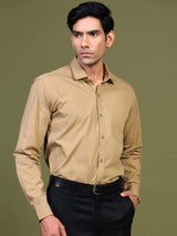 Beige Formal Solid Shirt