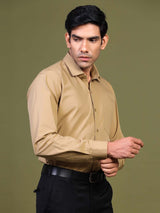 Beige Formal Solid Shirt