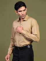 Beige Formal Solid Shirt