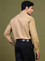 Beige Formal Solid Shirt