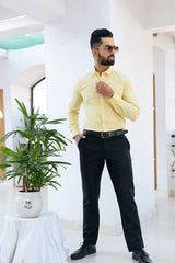 Yellow Cotton Linen Solid Shirt