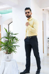 Yellow Cotton Linen Solid Shirt