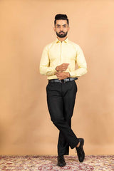 Yellow Cotton Linen Solid Shirt