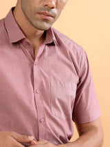 Salmon Pink Formal Half Shirt