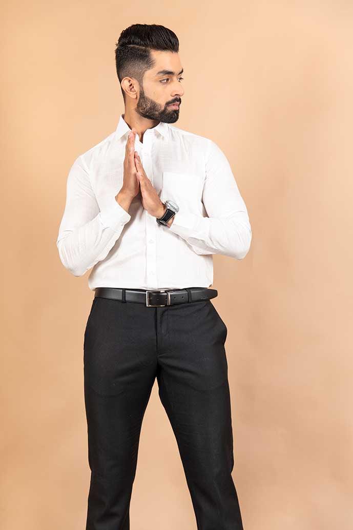 Sandal Orange Pure Linen Shirt with Black Linen Trouser Combo – Linen Trail