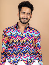 Multi Chevron Printed Crepe Shirt