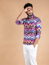 Multi Chevron Printed Crepe Shirt