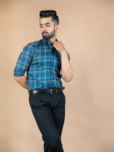 blue printed shirts for men