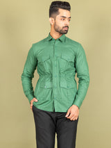 Green Orion 4 Pocket Linen Shirt - Tistabene