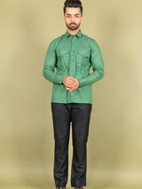 Green Orion 4 Pocket Linen Shirt - Tistabene