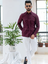 Maroon Orion 4 Pocket Linen Shirt