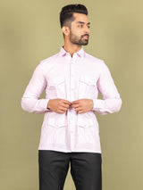 Baby Pink Orion 4 Pocket Linen Shirt - Tistabene