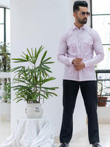 Baby Pink Orion 4 Pocket Linen Shirt - Tistabene