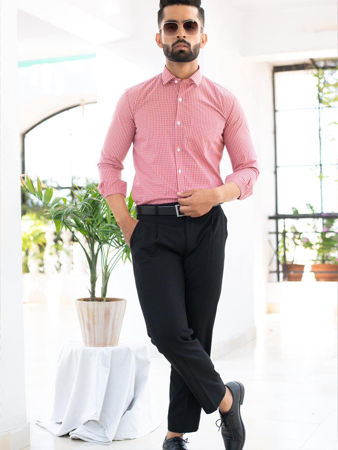 Buy Pink Mini Checks Cotton Shirt Online