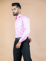 Pink Solid Cotton Shirt