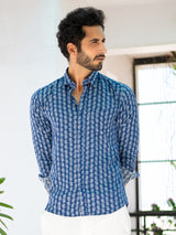 printed blue shirts