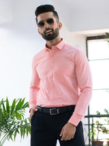 Pink Self Design Giza Cotton Shirt - Tistabene