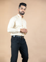 Beige Formal Giza Cotton Shirt - Tistabene