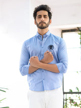 Wakanda Forever Embroidered Blue Cotton Shirt - Tistabene