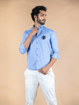 Wakanda Forever Embroidered Blue Cotton Shirt - Tistabene