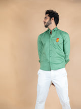 Iron Man Embroidered Green Cotton Shirt