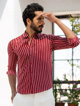 Red Stripes Crepe Shirt - Tistabene