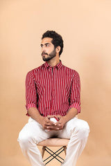 Red Stripes Crepe Shirt - Tistabene