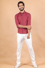 Red Stripes Crepe Shirt - Tistabene