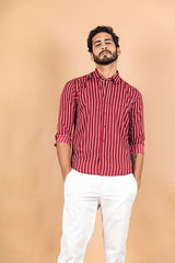 Red Stripes Crepe Shirt - Tistabene